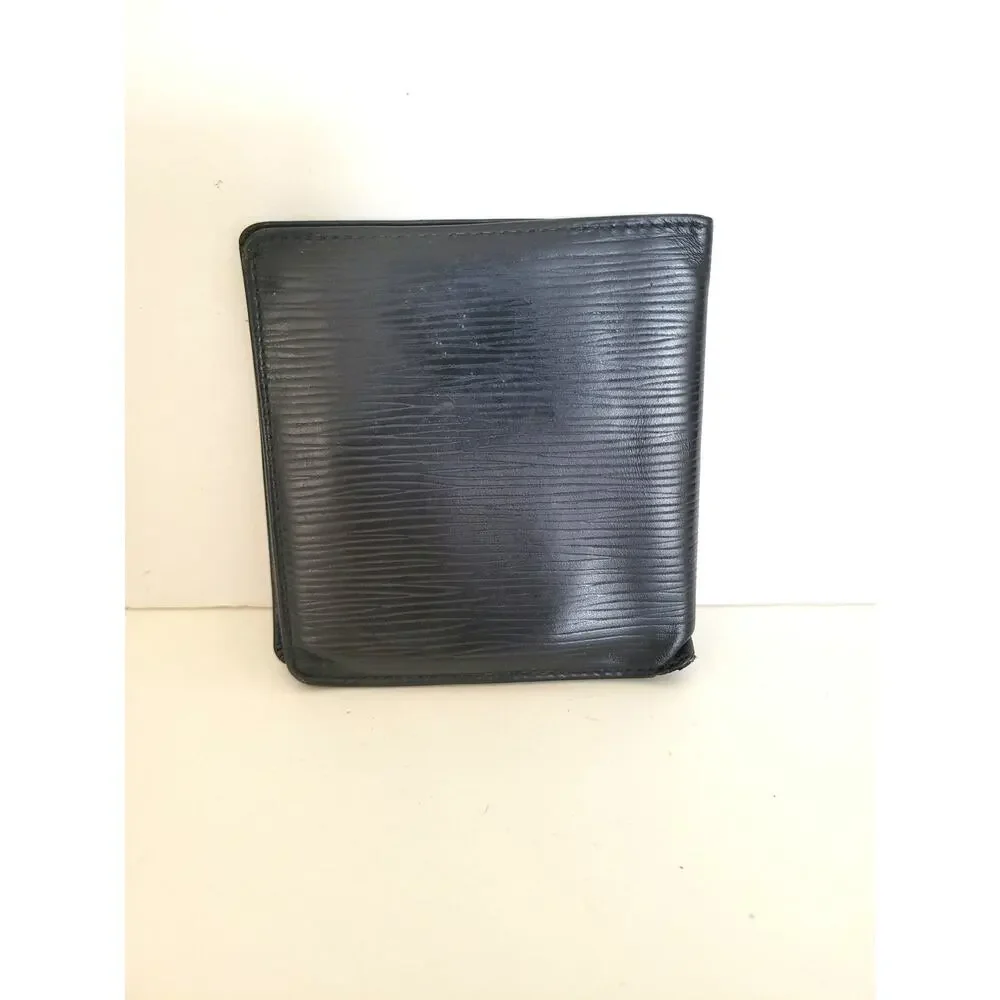 Vintage Louis Vuitton Men Black‎ Bi-Fold Leather Wallet Epi Retro Card Bill Coin